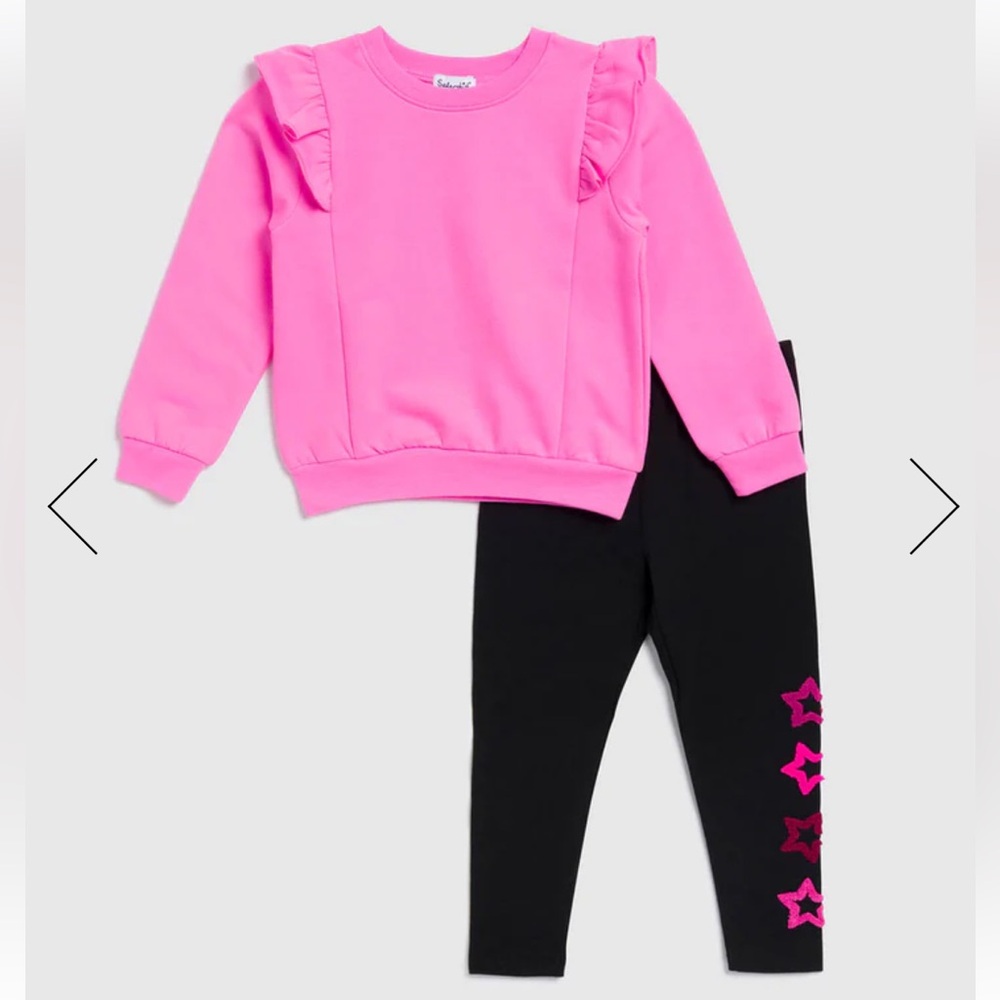 Splendid Baby Girls Infant Toddler Legging Set Black & Pink Stars Sweatshirt 4T